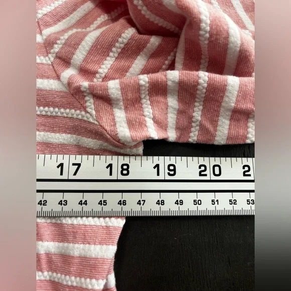 Denver Hayes Women Large Cotton Blend Pink and White 3/4 Stripped Shirt - Picture 10 of 13